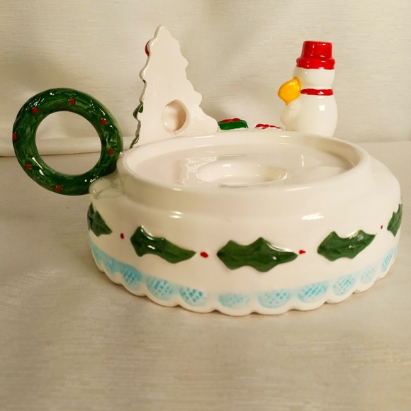 HIMARK HOLIDAY WINTER SNOWMAN CANDLESTICK CANDLE HOLDER CHRISTMAS DECOR RARE - Picture 5 of 8